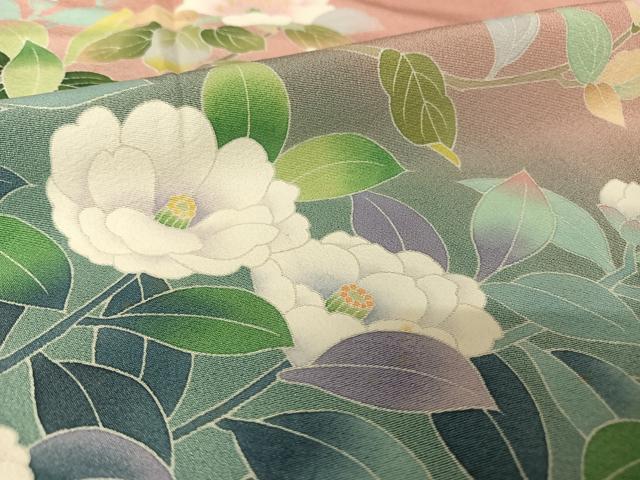 平和屋着物●十日町友禅 女流作家 遠田藤舟 訪問着 枝花文 暈し染め 正絹 逸品 AAAW4384np