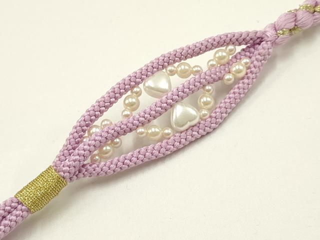 平和屋着物●和装小物 振袖用帯締め2本セット 装飾 パール ビーズ 金糸 逸品 未使用 AAAW4501ay
