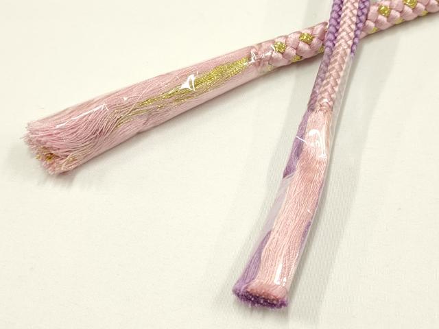 平和屋着物●和装小物 振袖用帯締め2本セット 装飾 パール ラインストーン 金糸 逸品 未使用 AAAW4504ay