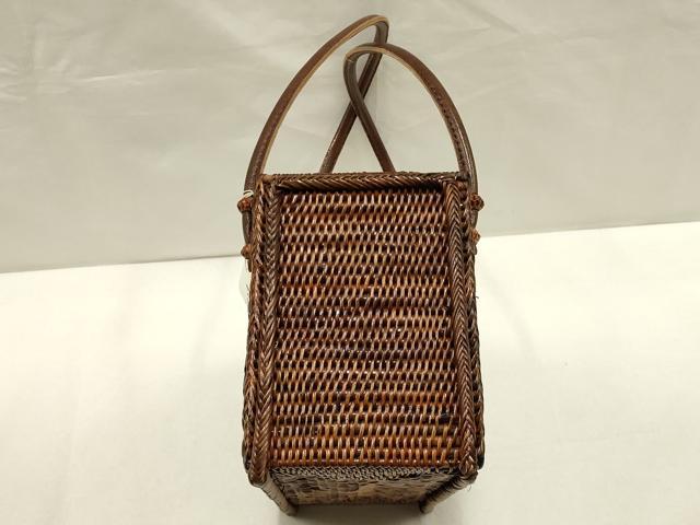 平和屋着物●和装小物 和装バッグ ハンドバッグ 籠バッグ アタ製品 巾着 木玉 逸品 未使用 AAAW4533ay