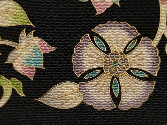 平和屋着物●岡重謹製 OKAJIMA 和装小物 和装バッグ ハンドバッグ 更紗花文 金彩 保管袋・箱付き 逸品 AAAW4557ay