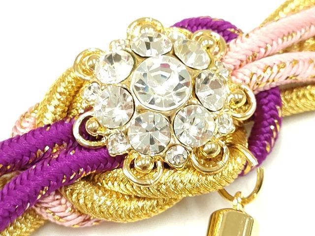 平和屋着物●和装小物 振袖用帯締め 装飾 ラインストーン 金糸 逸品 AAAW4583ay