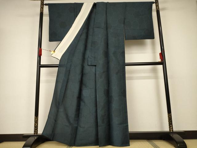 平和屋着物▽上質な小紋 単衣 雪輪文 正絹 逸品 AAAW5167jd