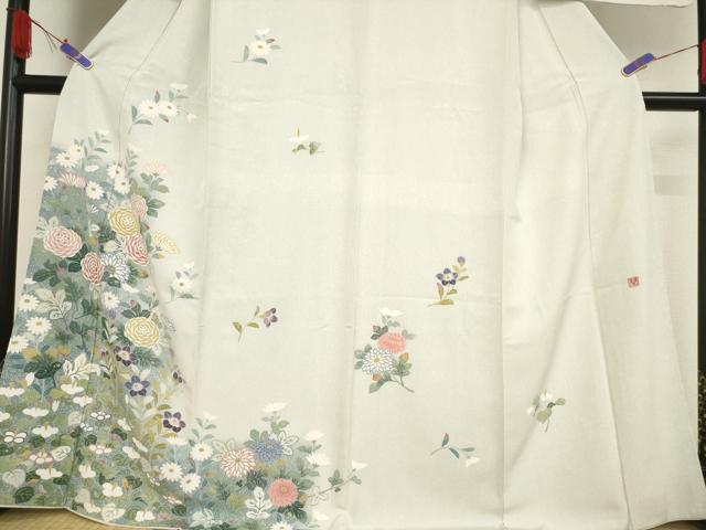 平和屋着物●訪問着 友禅 作家物 森 草花文 正絹 逸品 AAAW5216br