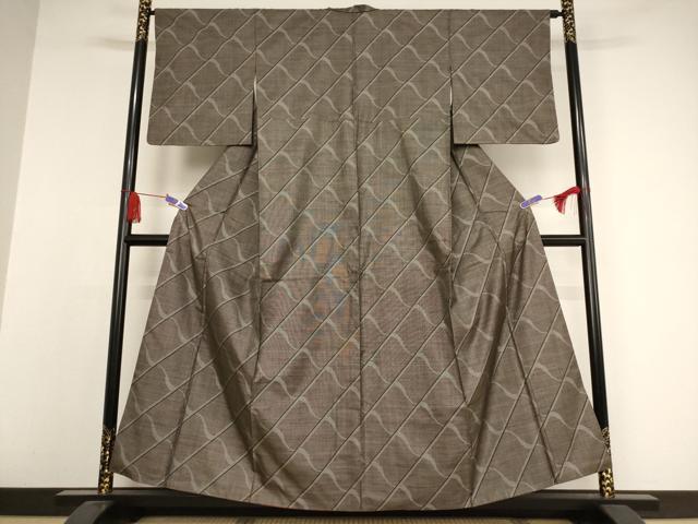 平和屋着物●本場大島紬 カタス9マルキ 斜縞 正絹 逸品 AAAW5253br