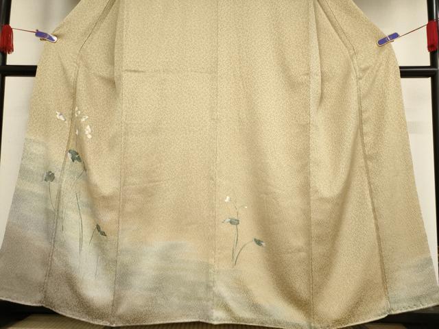 平和屋着物●訪問着 友禅 絞り 草花文 暈し染め 正絹 逸品 AAAW5282br