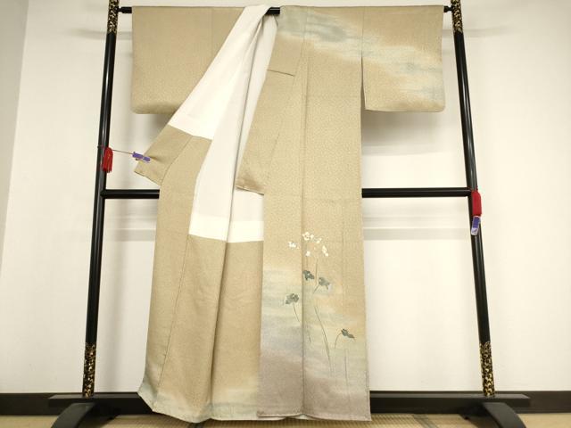 平和屋着物●訪問着 友禅 絞り 草花文 暈し染め 正絹 逸品 AAAW5282br