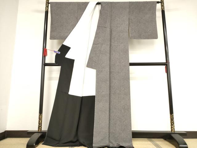平和屋着物●伝統工芸士 金田今朝男 江戸小紋 極小鮫小紋柄 黒地 正絹 逸品 未使用 AAAW5284br