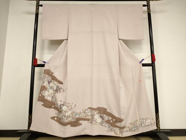 平和屋着物●十日町 名門 滝泰謹製 色留袖 作家物 辻が花 絞り 霞花鳥文 正絹 逸品 AAAW5325br