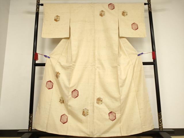 平和屋着物●訪問着 紬地 絞り 辻が花 亀甲花文 正絹 逸品 AAAW5327br