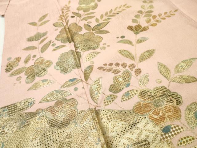 平和屋着物●訪問着 枝花文 暈し染め 金彩 正絹 逸品 AAAW5888cs