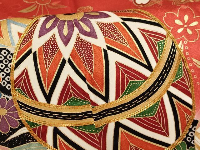 平和屋着物∵女の子 十三参り 子供 駒刺繍 流水花手毬文 暈し染め 金彩 正絹 逸品 AAAW6824ja