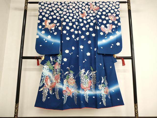 平和屋着物∵女の子 十三参り 子供 祝着 花蝶手毬文 暈し染め 金銀彩 正絹 逸品 AAAW6883ja