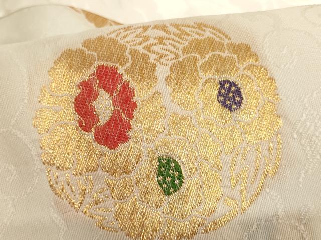 平和屋本店▼夏物 打敷 内敷2点セット 牡丹丸文 金糸 法衣 寺院 仏具 仏教 僧侶 神職 装束 未使用 AAAW7228ja