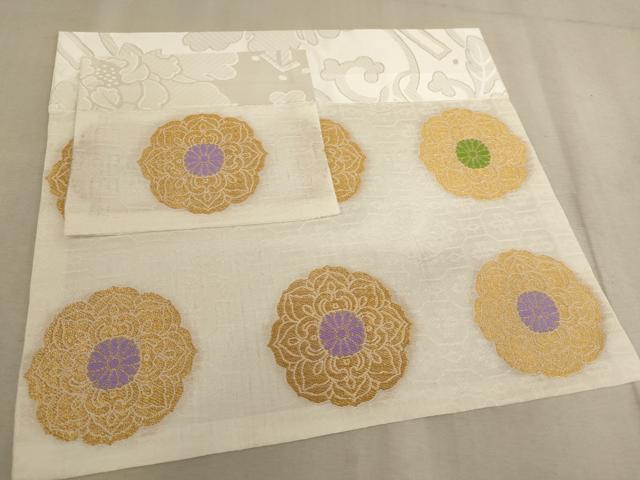 平和屋本店▼夏物 打敷 内敷2点セット 正倉院花文 金糸 法衣 寺院 仏具 仏教 僧侶 神職 装束 未使用 AAAW7238ja