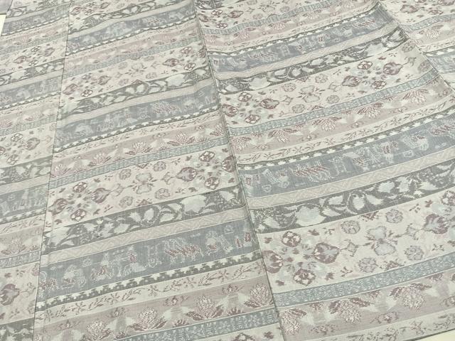平和屋着物▽平本生紬 小千谷紬 単衣 横段文 証紙付き 正絹 逸品 AAAW7562fy