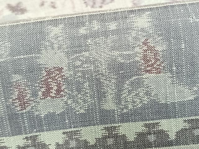 平和屋着物▽平本生紬 小千谷紬 単衣 横段文 証紙付き 正絹 逸品 AAAW7562fy