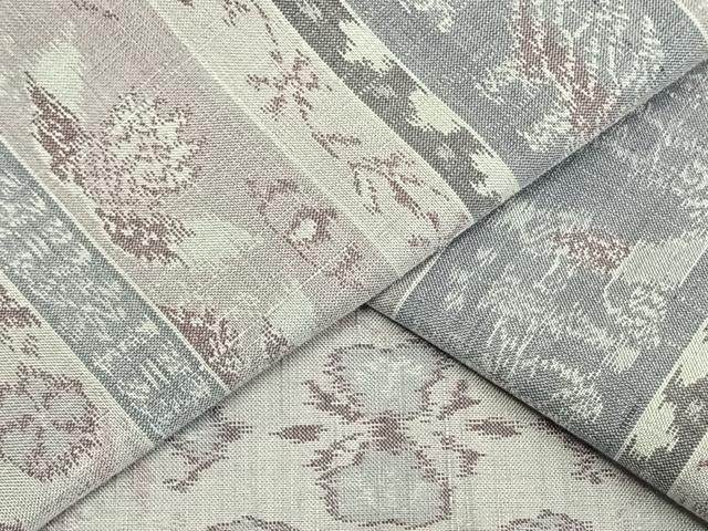 平和屋着物▽平本生紬 小千谷紬 単衣 横段文 証紙付き 正絹 逸品 AAAW7562fy