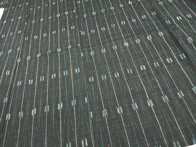 平和屋着物▽上質な紬 単衣 縞 正絹 逸品 AAAW7573fy