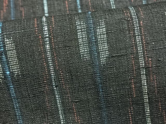 平和屋着物▽上質な紬 単衣 縞 正絹 逸品 AAAW7573fy