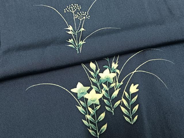 平和屋着物▽訪問着 単衣 草花文 京都工芸染織 宮下 たとう紙付き 正絹 逸品 AAAW7590fy