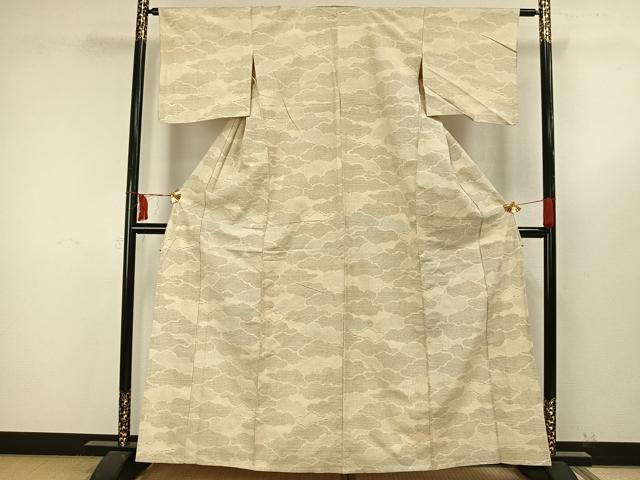 平和屋着物▽結城紬 単衣 80亀甲 雲取り文 正絹 逸品 未使用 AAAW7607fy