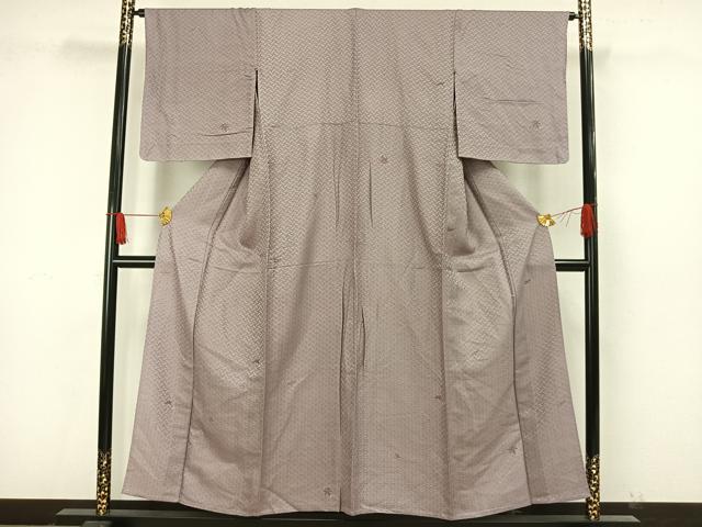 平和屋着物▽上質な小紋 単衣 舞葉文 銀杏 正絹 逸品 未使用 AAAW7609fy