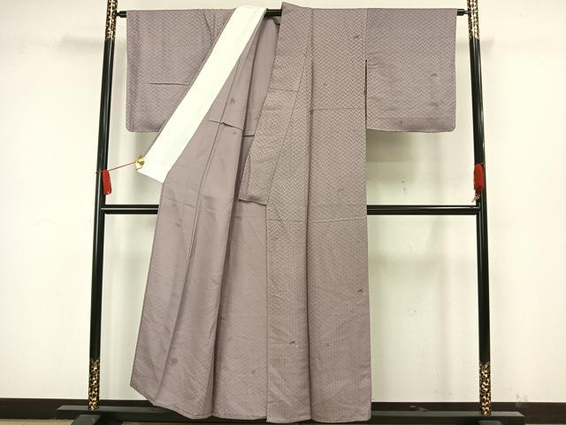 平和屋着物▽上質な小紋 単衣 舞葉文 銀杏 正絹 逸品 未使用 AAAW7609fy