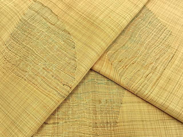 平和屋着物▽上質な紬 単衣 扇面文 正絹 逸品 AAAW7616fy