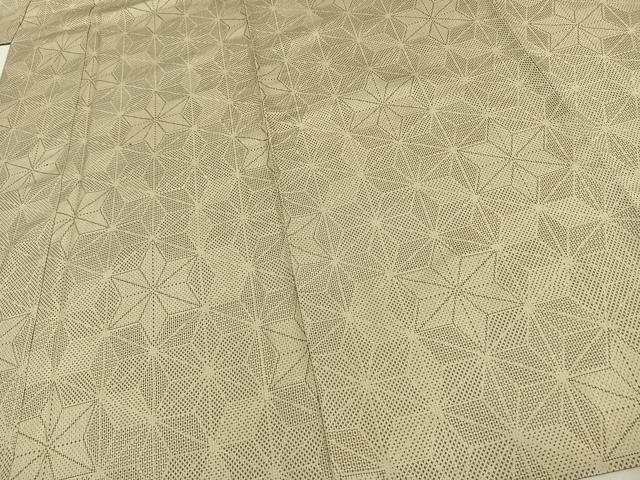 平和屋着物▽上質な紬 単衣 100亀甲 麻の葉文様 正絹 逸品 未使用 AAAW7622fy
