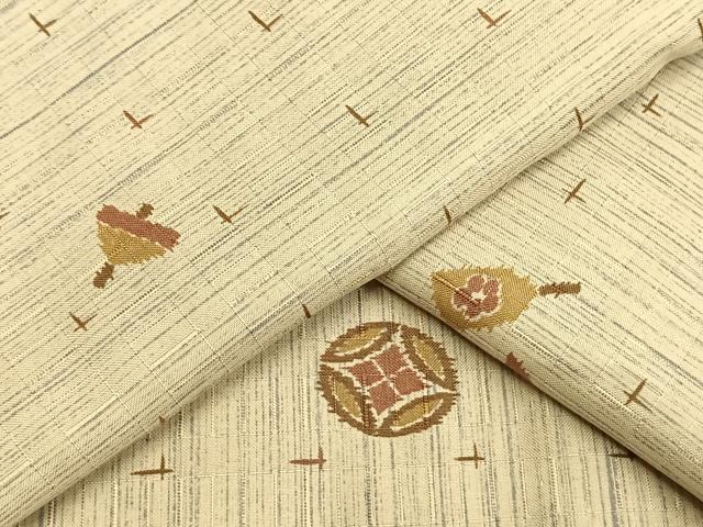平和屋着物▽上質な紬 単衣 丸文 正絹 逸品 AAAW7642fy