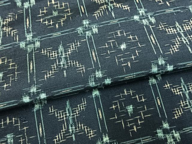 平和屋着物▽上質な紬 単衣 幾何学文様 高島屋扱い 正絹 逸品 AAAW7646fy