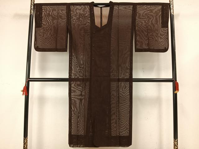 平和屋着物▽道行コート スリーシーズン 春夏秋 塵除け 紗 杢目文 反端付き ロング丈 正絹 逸品 AAAW7659fy