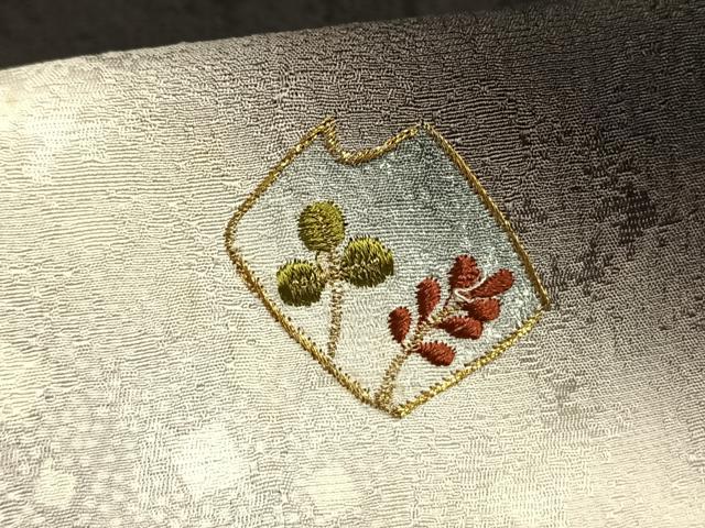 平和屋着物▽訪問着 単衣 刺繍 色紙散らし文 金糸 ロング丈 正絹 逸品 AAAW7669fy