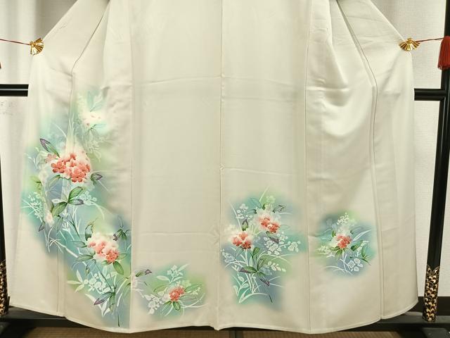 平和屋着物▽訪問着 単衣 草花文 暈し染め 正絹 逸品 AAAW7685fy