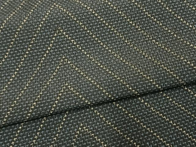 平和屋着物▽本塩沢 単衣 幾何学文様 正絹 逸品 AAAW7686fy