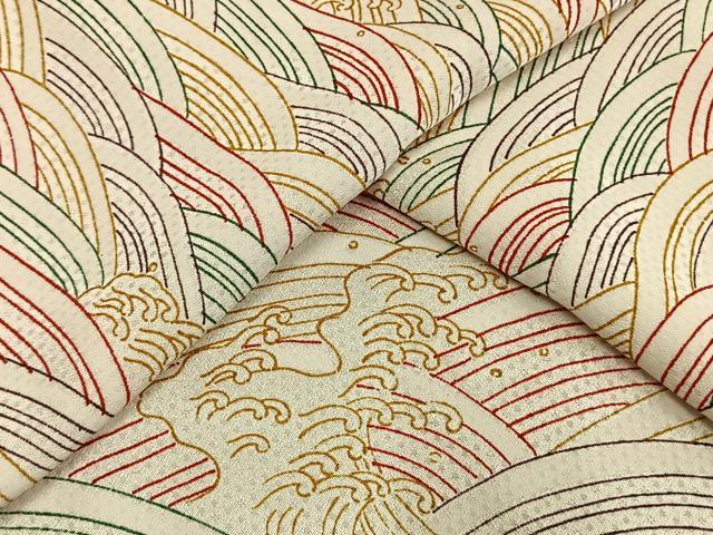 平和屋着物▽上質な小紋 単衣 立浪文 正絹 逸品 AAAW7688fy