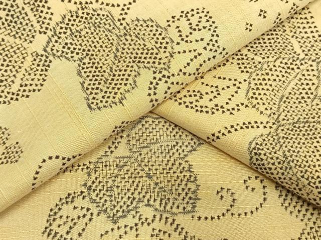 平和屋着物▽上質な小紋 単衣 紬地 蔦の葉文 正絹 逸品 AAAW7695fy