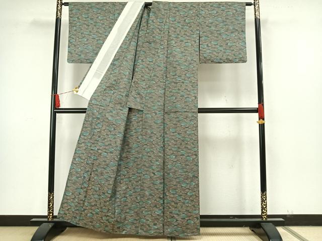 平和屋着物▽本場大島紬 単衣 抽象文 正絹 逸品 AAAW7697fy