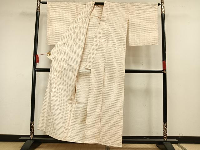 平和屋着物▽上質な紬 単衣 十字絣 正絹 逸品 未使用 AAAW7703fy