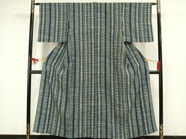 平和屋着物▽上質な小紋 単衣 縞 正絹 逸品 AAAW7707fy