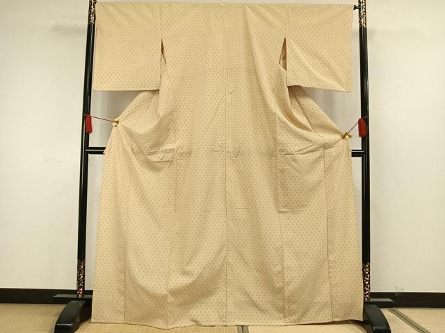 平和屋着物▽本塩沢 単衣 十字絣 正絹 逸品 AAAW7717fy