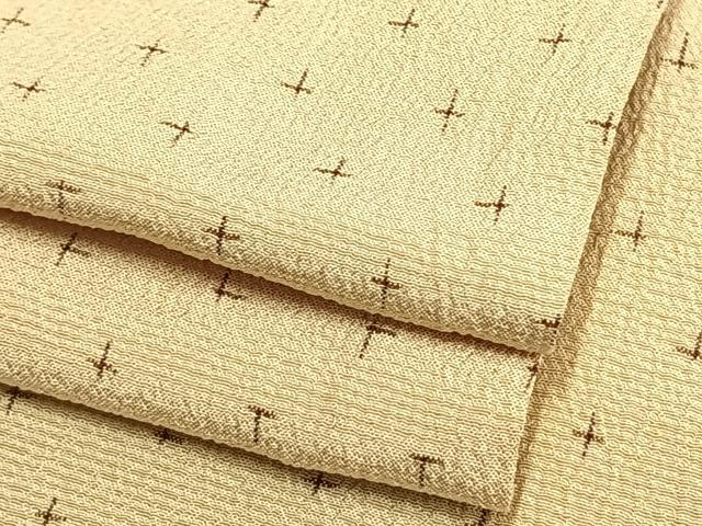 平和屋着物▽本塩沢 単衣 十字絣 正絹 逸品 AAAW7717fy