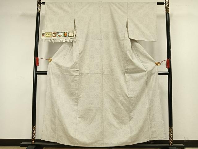 平和屋着物▽本塩沢 単衣 セラミック染 丸文 証紙付き 正絹 逸品 未使用 AAAW7718fy