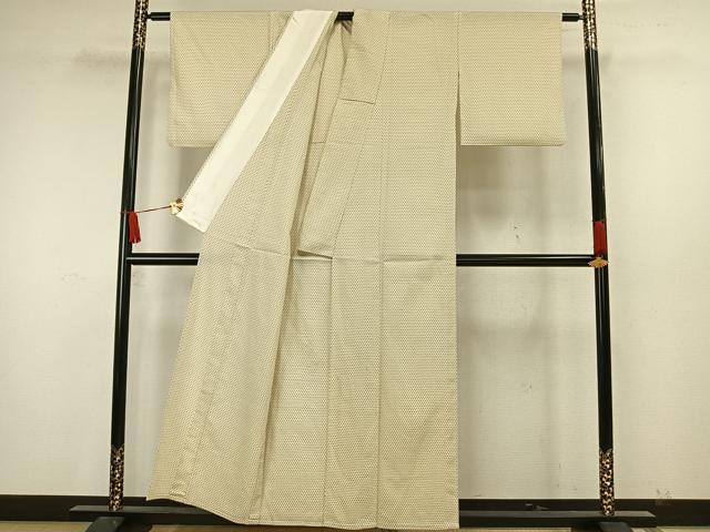 平和屋着物▽本塩沢 単衣 十字絣 正絹 逸品 AAAW7719fy