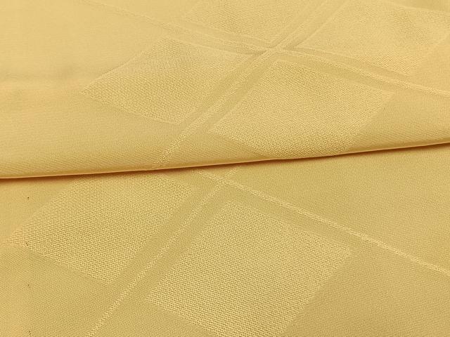 平和屋着物▽上質な色無地 単衣 菱地紋 卵色 正絹 逸品 AAAW7723fy