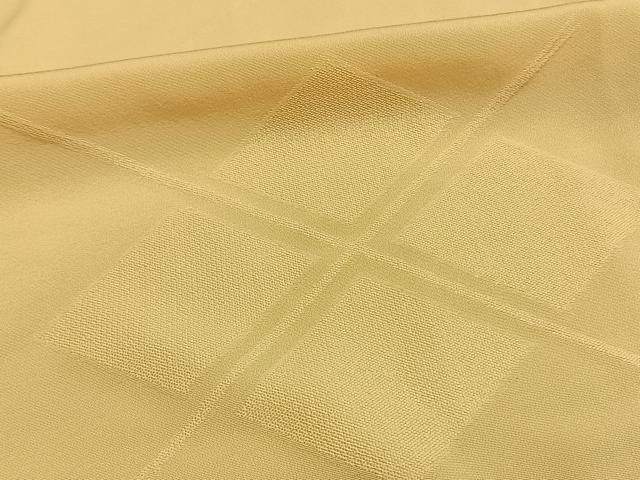 平和屋着物▽上質な色無地 単衣 菱地紋 卵色 正絹 逸品 AAAW7723fy