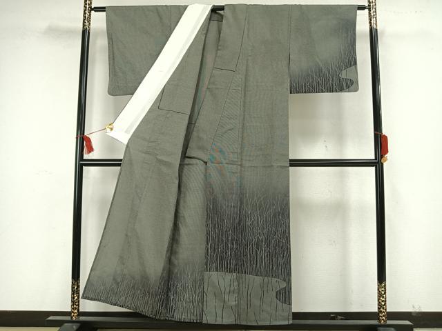 平和屋着物▽本塩沢 単衣 訪問着 草木文 正絹 逸品 AAAW7740fy