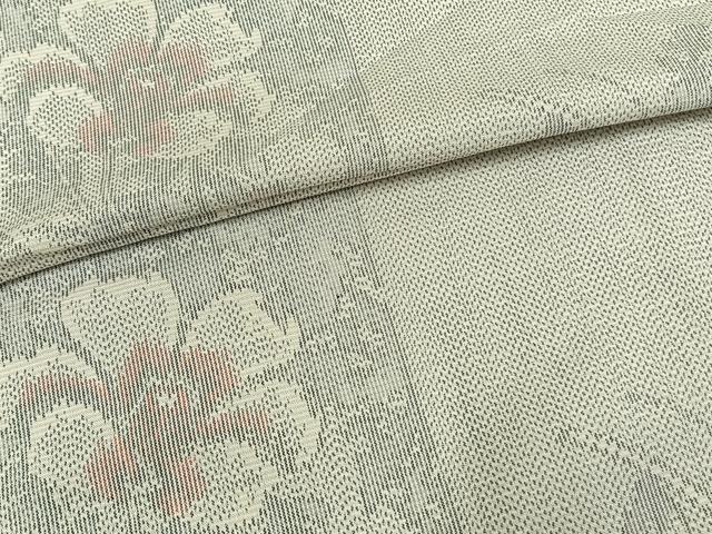 平和屋着物▽上質な紬 単衣 草花文 正絹 逸品 AAAW7761fy