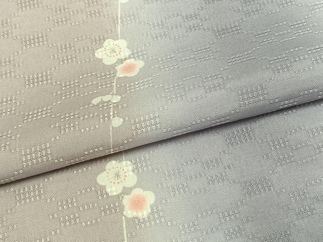 平和屋着物▽上質な紬 花織 単衣 枝花文 正絹 逸品 AAAW7765fy